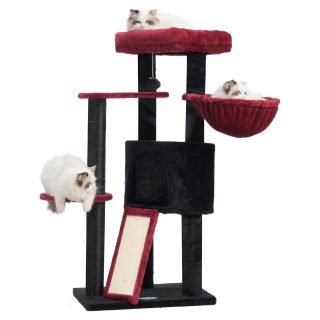 Rascador Torre con Escalas + Hamaca + Condominio para Gatos 29x39x94 Cm
