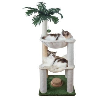 Rascador Tipo Palmera con Doble Hamaca para Gatos 39x39x88 Cm