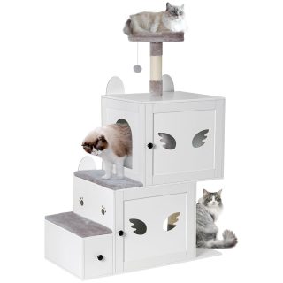 Mueble Arenero con Condominio para Gatos 88x45x124 Cm