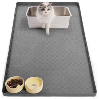 Alfombra de Silicona Antideslizante Impermeable con Borde Alto de Arena para Gatos 57x86x2 Cm