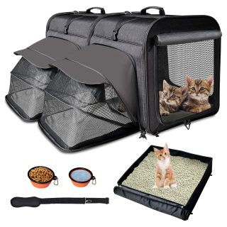 Transportador Doble Expandible para Gatos con Arenero (96x51x51 cm)