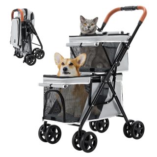 Coche para Mascotas Doble con 2 Canastas (46x76x98 cm)