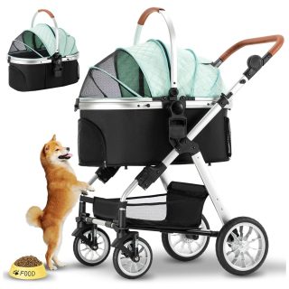 Coche para Mascotas Plegable con Canasta y 4 Ruedas (48x70x109 cm)