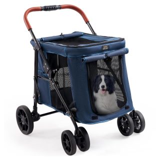 Coche Corral Cerrado para Mascotas con 4 Ruedas (60x78x102 cm)