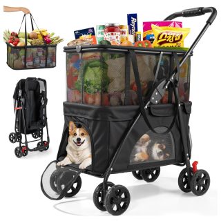 Coche para Mascotas 2 en 1 – Transportador Desmontable (66x49x100 cm)