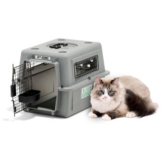 Jaula Transportadora para Perros y Gatos con Comedero – Aprobada por Aerolíneas (40x53x38 cm)