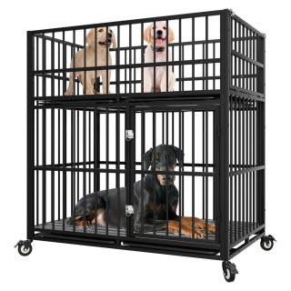 Jaula Doble de Acero para Perros Grandes – Bandeja Extraíble (120x127x74 cm)