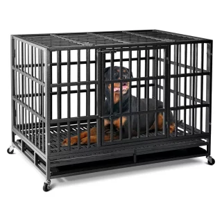 Jaula de Acero Reforzado para Perros con Ruedas – Alta Resistencia y Durabilidad