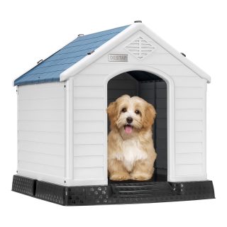 Casa de Plástico Reforzado para Perros – Suelo Elevado (63x72x70 cm)