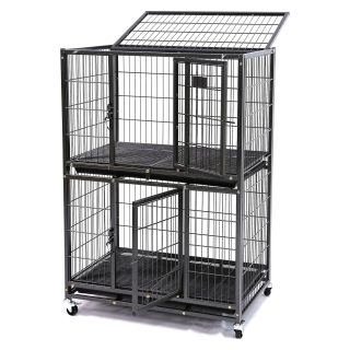Jaula Doble de Metal con Ruedas para Perros y Gatos – Bandejas Extraíbles (116x78x51 cm)