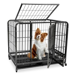 Jaula de Metal con Ruedas para Perros y Gatos – Bandeja Extraíble