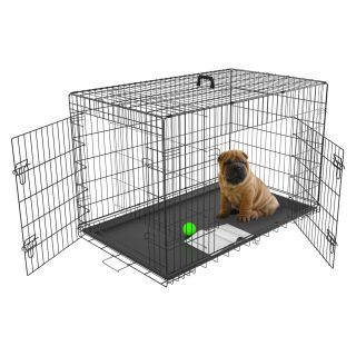 Jaula de Metal Grande para Perros – Doble Puerta y Bandeja Extraíble (121x76x81 cm)