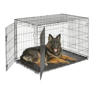 Jaula de Metal Plegable para Perros y Gatos – Doble Entrada y Bandeja Extraíble