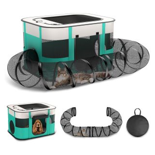 Corral Plegable con Túnel Interactivo para Perros y Gatos – Portátil (91x71x60 cm)