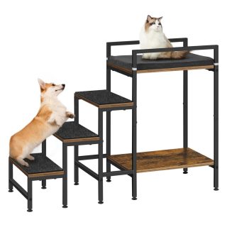 Escalera de Metal con Asiento para Perros y Gatos – Soporta hasta 50 kg (85x63x33 cm)