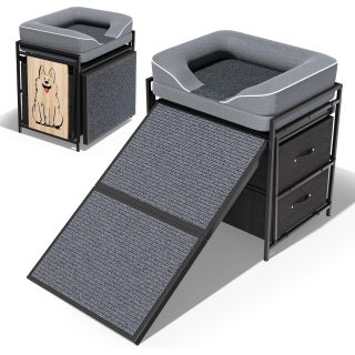 Rampa para Perros con Sofá y Cajones – Soporta hasta 55 kg (49x61x60 cm)