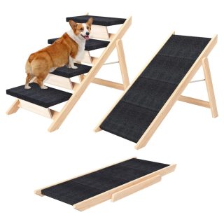 Rampa y Escalera Plegable 2 en 1 para Perros – Soporta hasta 81 kg