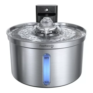 Fuente de Agua Ultrasilenciosa para Mascotas – Inalámbrica, Acero Inoxidable 3.5 L (Perros y Gatos)