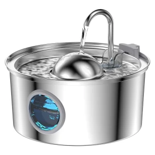 Fuente de Agua para Mascotas de Acero Inoxidable con Bomba Silenciosa 3.2 L