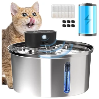 Fuente de Agua Inalámbrica Recargable para Mascotas – Acero Inoxidable 3.2 L