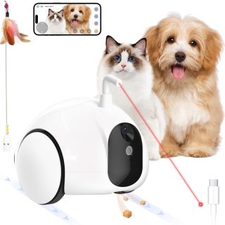 Robot Dispensador de Golosinas con Cámara Móvil + Laser Interactivo para Mascotas con Aplicación de Teléfono