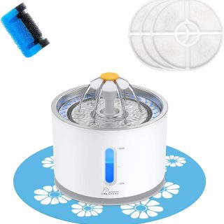 Fuente de Agua Electrica de Acero Inoxidable + Tapete de Silicona + 3 Filtros de 2.4 L