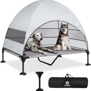 Cama Refrescante Elevada con Toldo para Perros 127x81x107 Cm