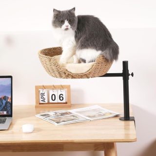 Cama de Escritorio de Ratan Giratoria de 360° con Soporte Hasta 22 Kg