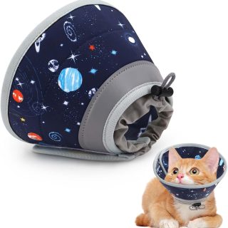 Collar Isabelino Ajustable Diseño Espacial para Mascotas M