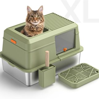 Caja de Arena con Bandeja de Acero Inoxidable XL 60x40x38 Cm