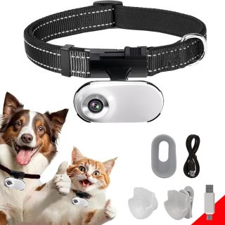 Collar con Cámara HD 1080P para Mascotas con Grabación de Video y Fotos