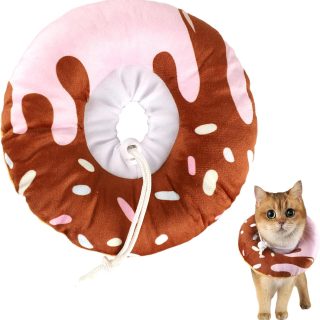 Collar Isabelino de Felpa Diseño Dona Chispeada Ajustable para Mascotas