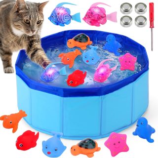 Piscina para Gatos con Juguetes Robótico de Natación 30x30x11 Cm