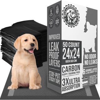 Pañales Sabanillas de Carbón para Mascotas con Cinta Adhesiva 60×60 Cm de 50 Unidad