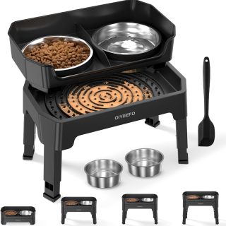 Cuencos Elevado Ajustable + Tapete para Lamer para Mascotas