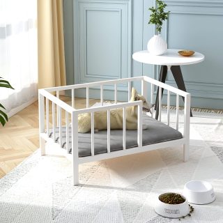 Cama Elevada Elegante con Barrera para Mascotas 76x54x39 Cm