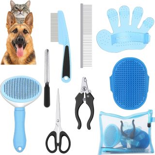 Kit de Cepillos para Aseo de Mascotas 9 Piezas