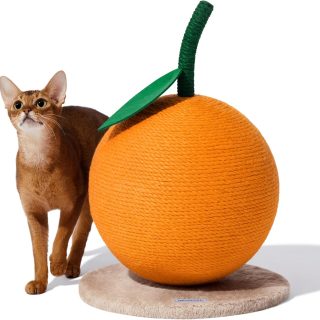 Rascador Forma Naranja de Cuerda Sisal para Gatos 34x34x45 Cm