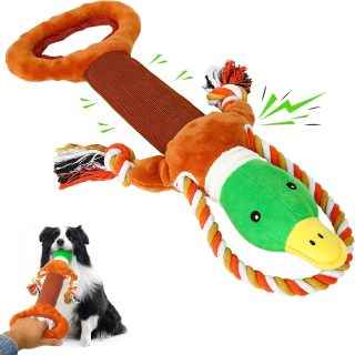 Peluche Pato Chirriante Tira y Afloja para Perros 49×17 Cm
