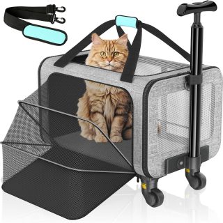 Mochila Transportadora Expandible con Ruedas para Mascotas 43x27x27 Cm