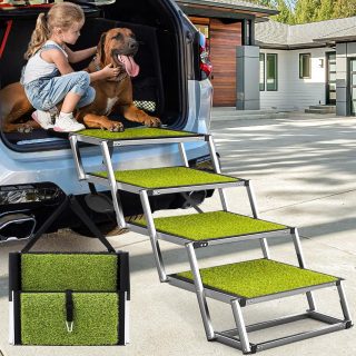 Escalera Plegable Aluminio para Perros – Autos Camionetas Soporta 90 kg 71x129x50 cm