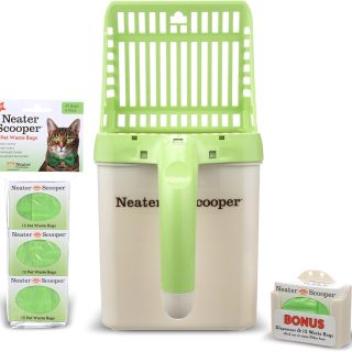 Pala de Arena para Gatos con Deposito + 60 Bolsas de Repuesto