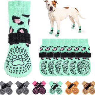 6 Calcetines Antideslizantes con Protector de Patas para Mascotas