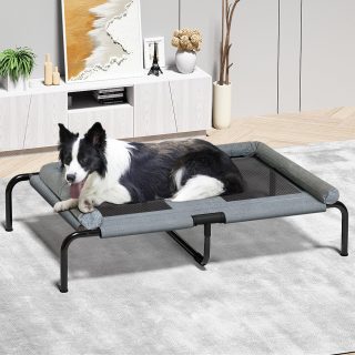 Cama Elevada Refrescante con Borde para Mascotas 137x86x25 Cm