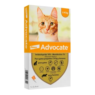 Advocate Gatos (Hasta 4 kg) | Pipeta Antiparasitaria Interna y Externa con Imidacloprida y Moxidectina