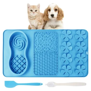 Alfombrilla Grande para Lamer y Comer Lento | Con Cepillo y Espátula para Perros de 42×23 Cm