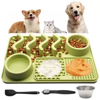 Alfombrilla para Lamer de Silicona | Plato de Alimentación Lenta con Ventosas para Perros y Gatos de 30×20 Cm