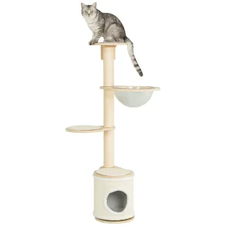 Árbol Rascador Mural (138x65x55 cm): Cápsula Burbuja y Diseño Vertical de Lujo