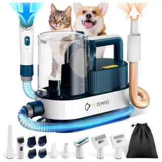 Aspiradora y Secadora para Mascotas 2 en 1 – Potente 18000 Kpa y 3 Temperaturas Ajustables