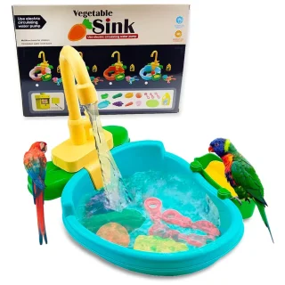 Bañera Automática para Pájaros – con Grifo de Juguete para Loros